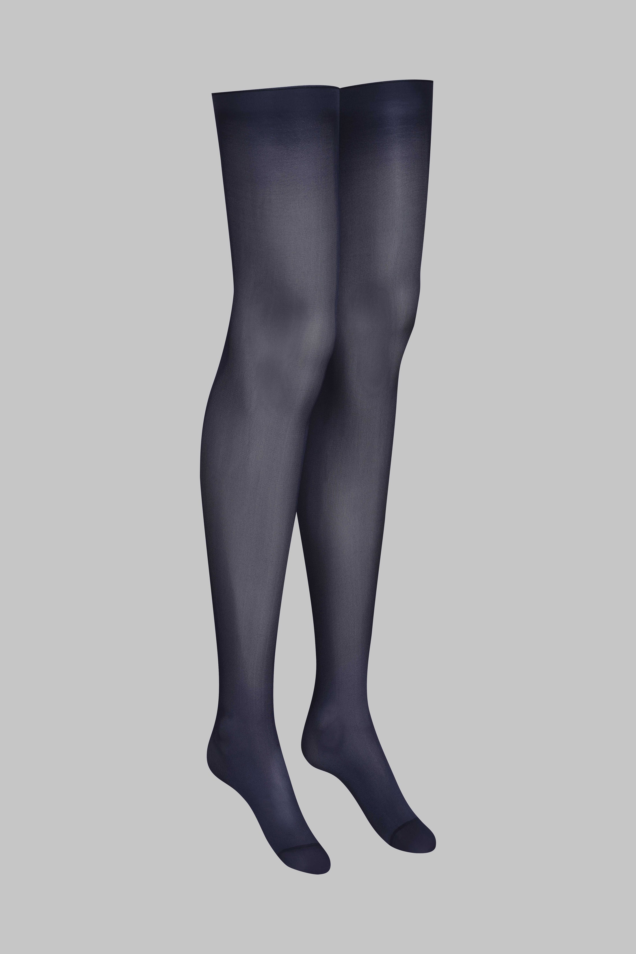 Cut and Curled Stockings 40D - Grey - LEGWEAR - Image 2
